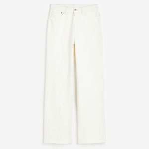 H&M Curvy Fit Wide Ultra High Waist Jeans White 8